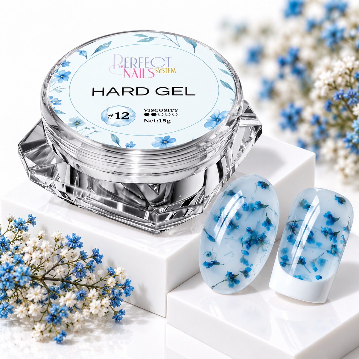Hard Gel Flowers White #12