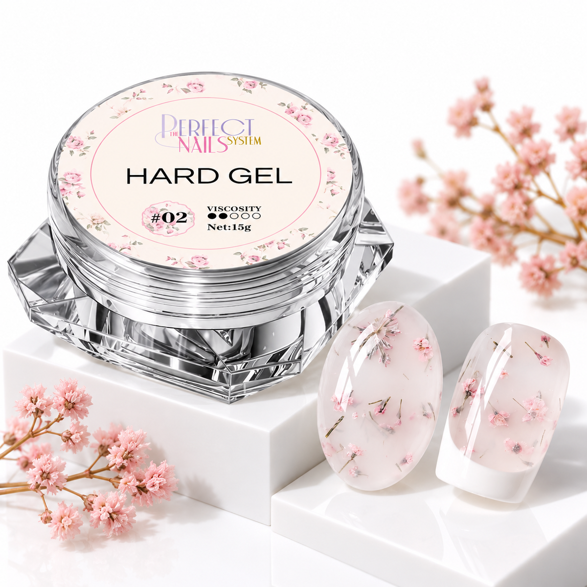 Hard Gel Flowers White #2