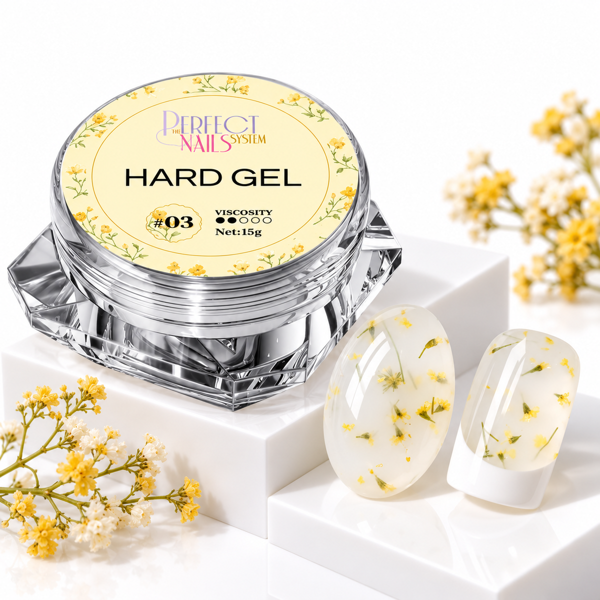 Hard Gel Flowers White #3