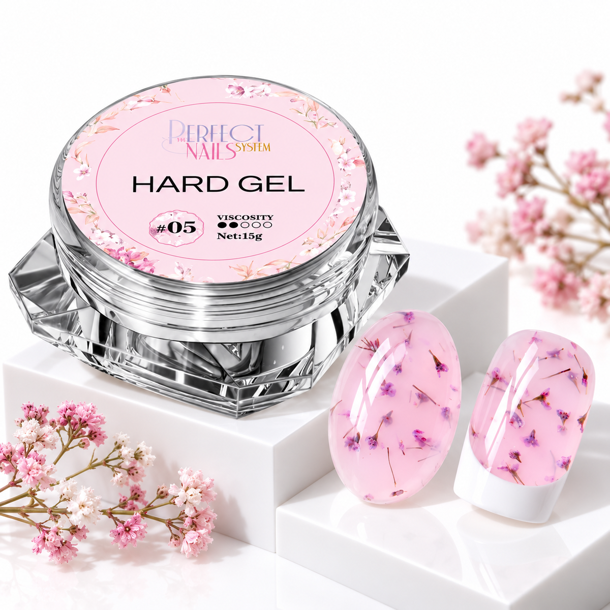 Hard Gel Flowers White #5
