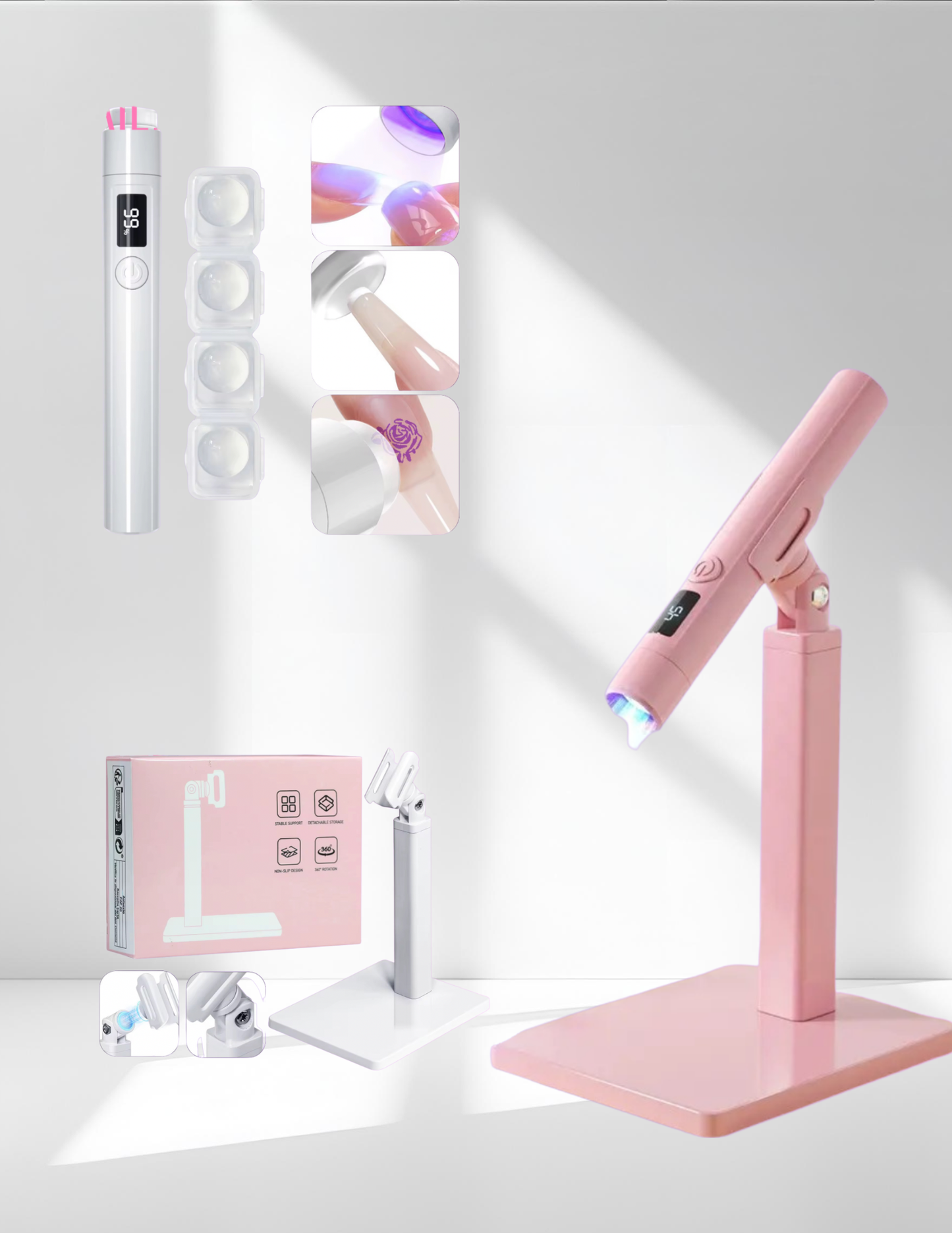 Lampara UV con stand Gel tip