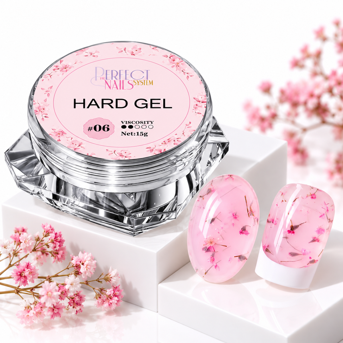 Hard Gel Flowers White #6