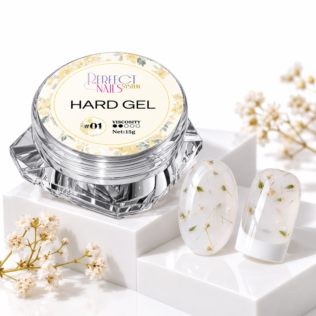 Hard Gel Flowers White #1