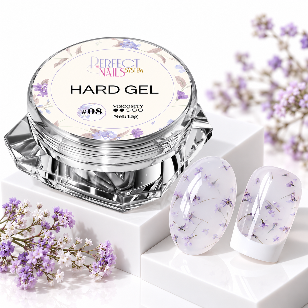 Hard Gel Flowers White #8