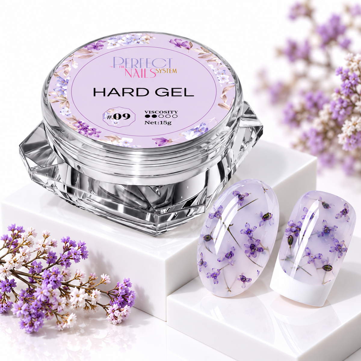 Hard Gel Flowers White #9